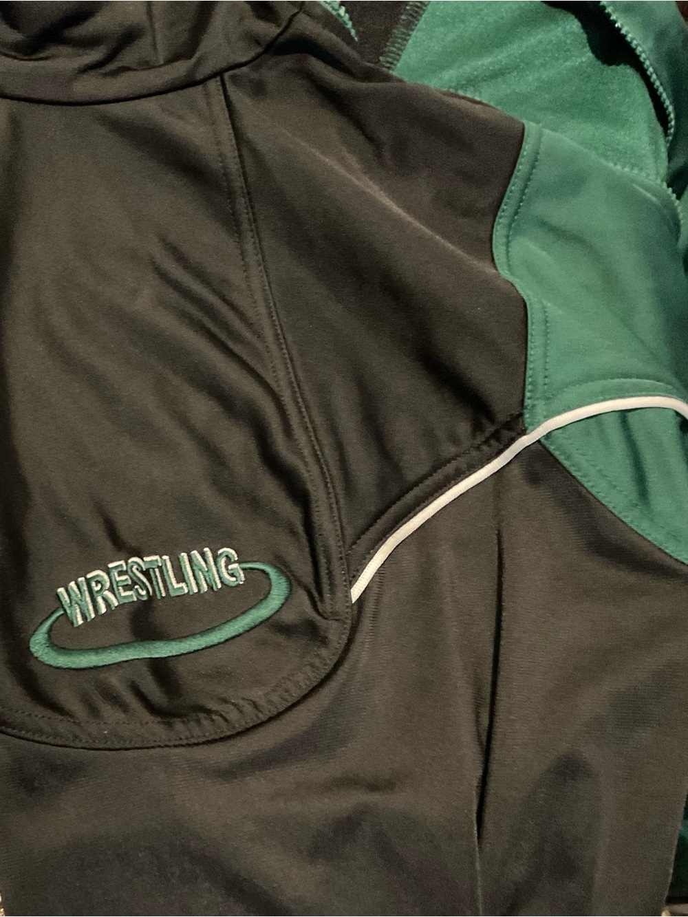 Adidas Youth L 14/16 Green Black Wrestling Track Jacket Full Zip Pockets - Picture 3 of 6